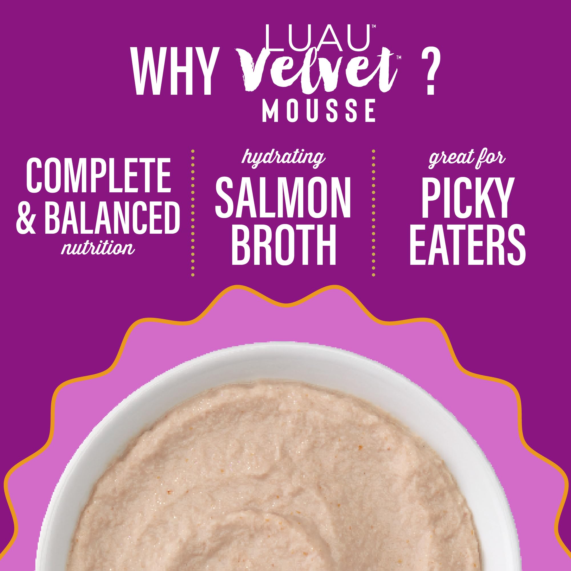 Tiki Cat Luau Velvet Mousse texture close-up showcases silky mousse
