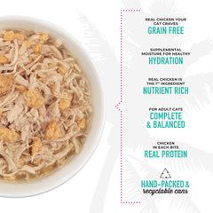 Tiki Cat Luau wet cat food broth visualization highlights savory texture.