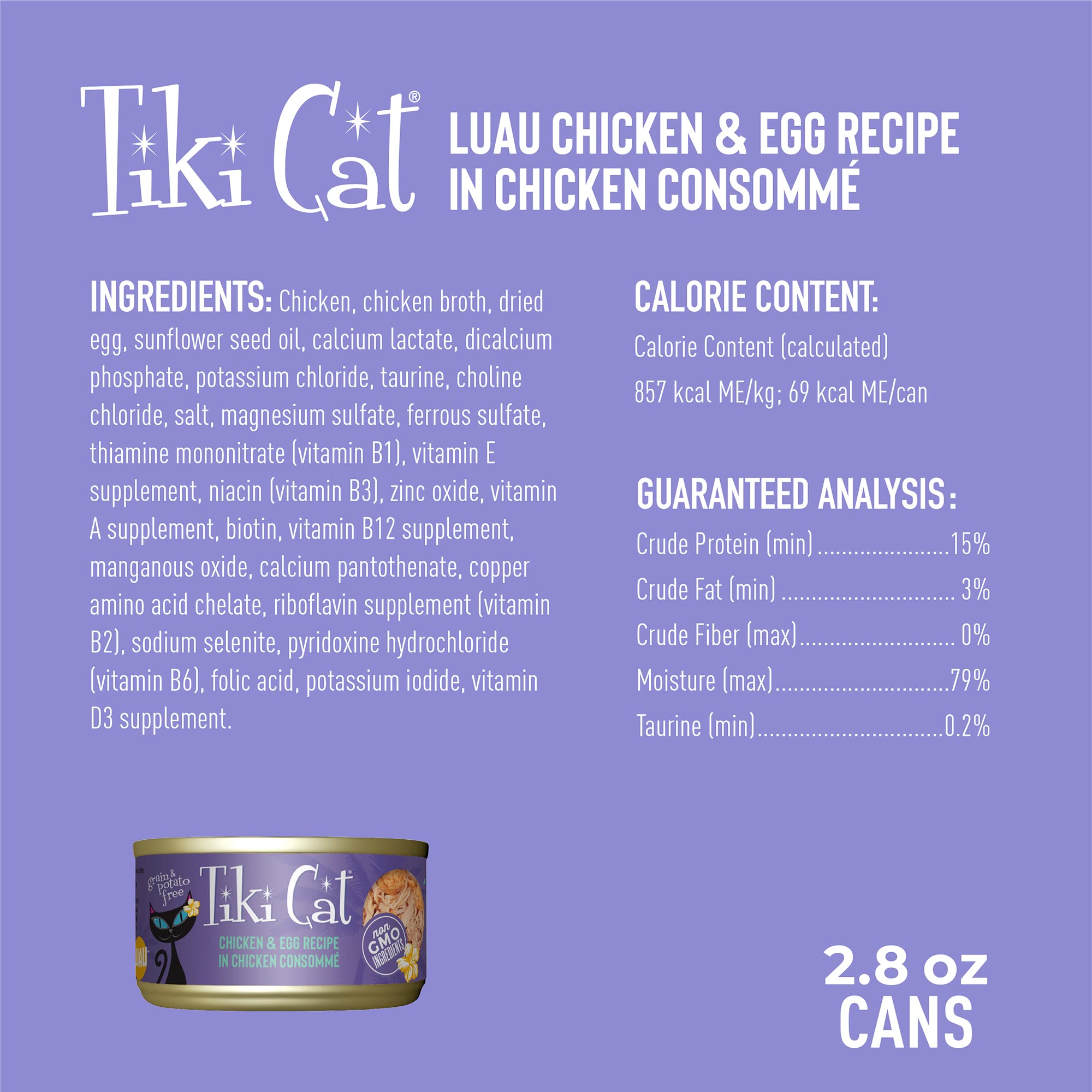 Tiki Cat Luau close-up of shredded chicken and fish flakes in savory broth.