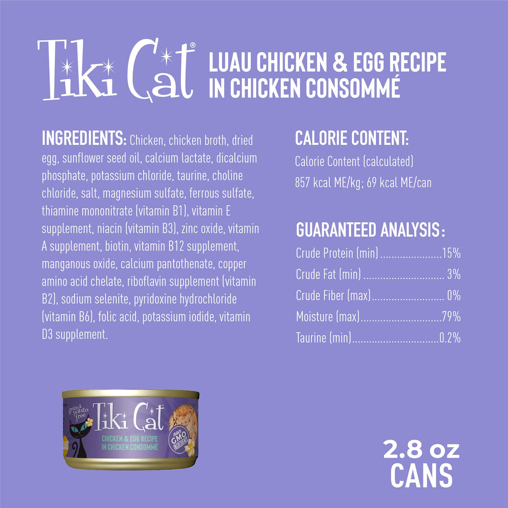Tiki Cat Luau close-up of shredded chicken and fish flakes in savory broth.