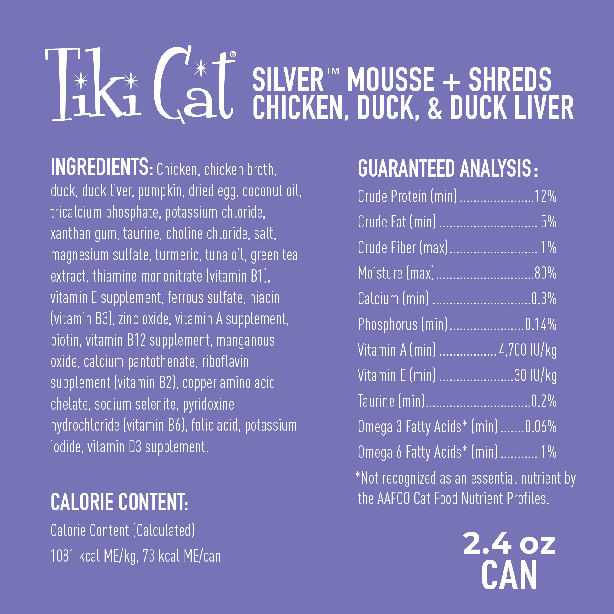 Tiki Cat Silver Comfort 12-pack cans on display for seniors