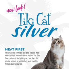 Silky texture close-up of Tiki Cat Silver Mousse for easy feeding.