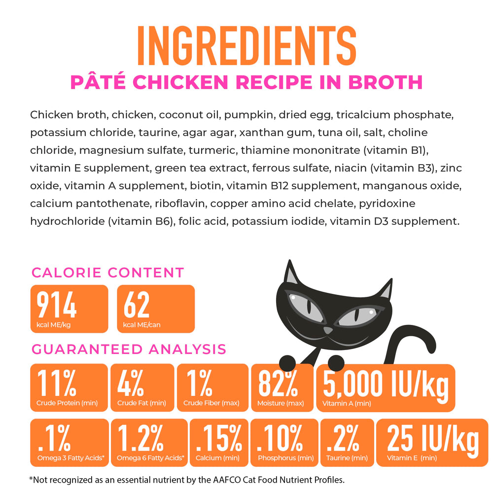 Tiki Cat Silver Pate chicken in broth serving in bowl; gentle flavor for aging cats