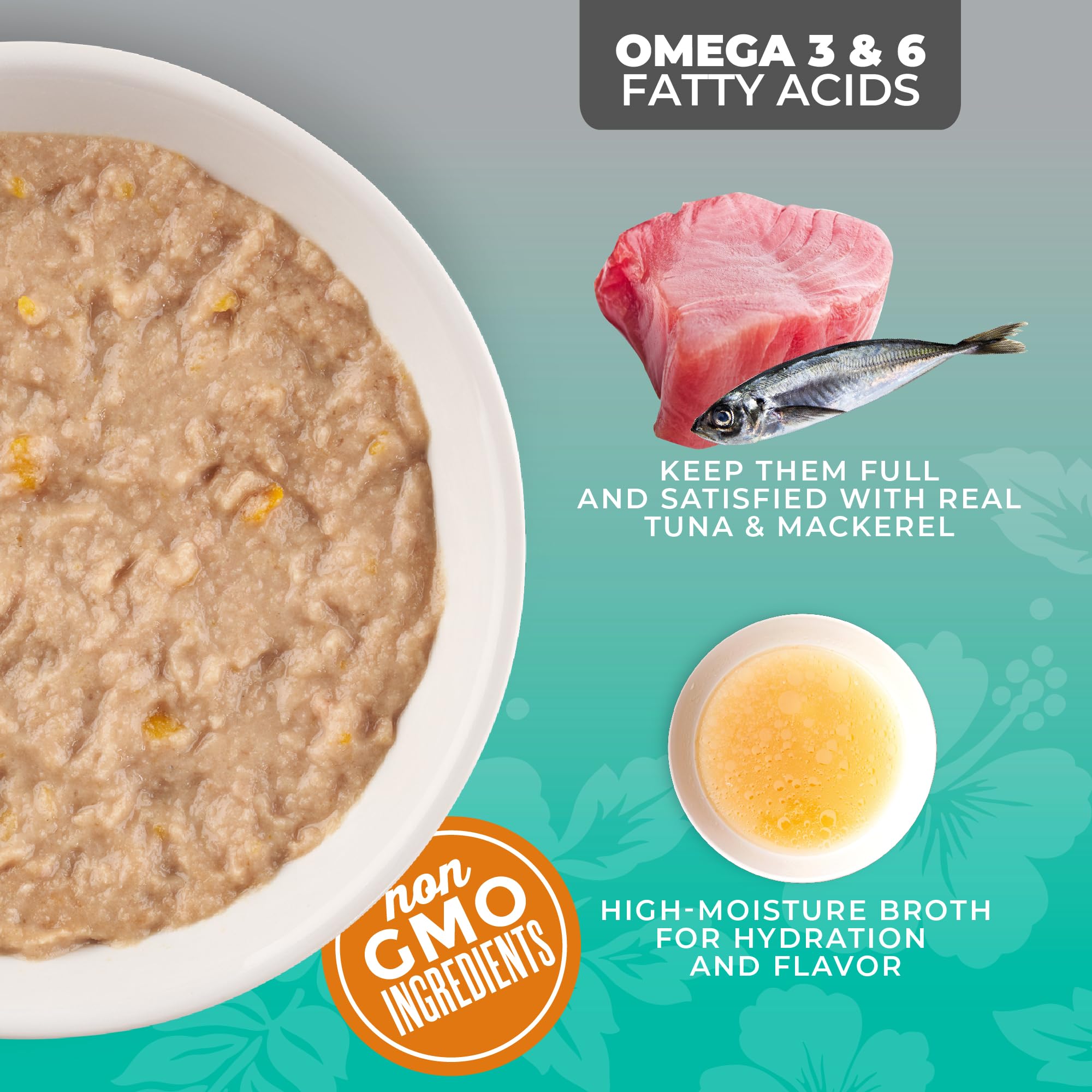 Label on Tiki Cat Silver Pate showing non-GMO ingredients.