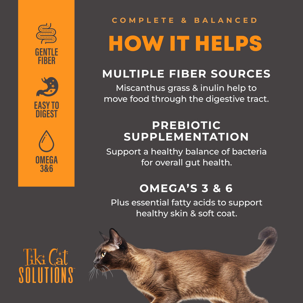Tiki Cat Solutions Digestion fiber sources table for gentle digestion.