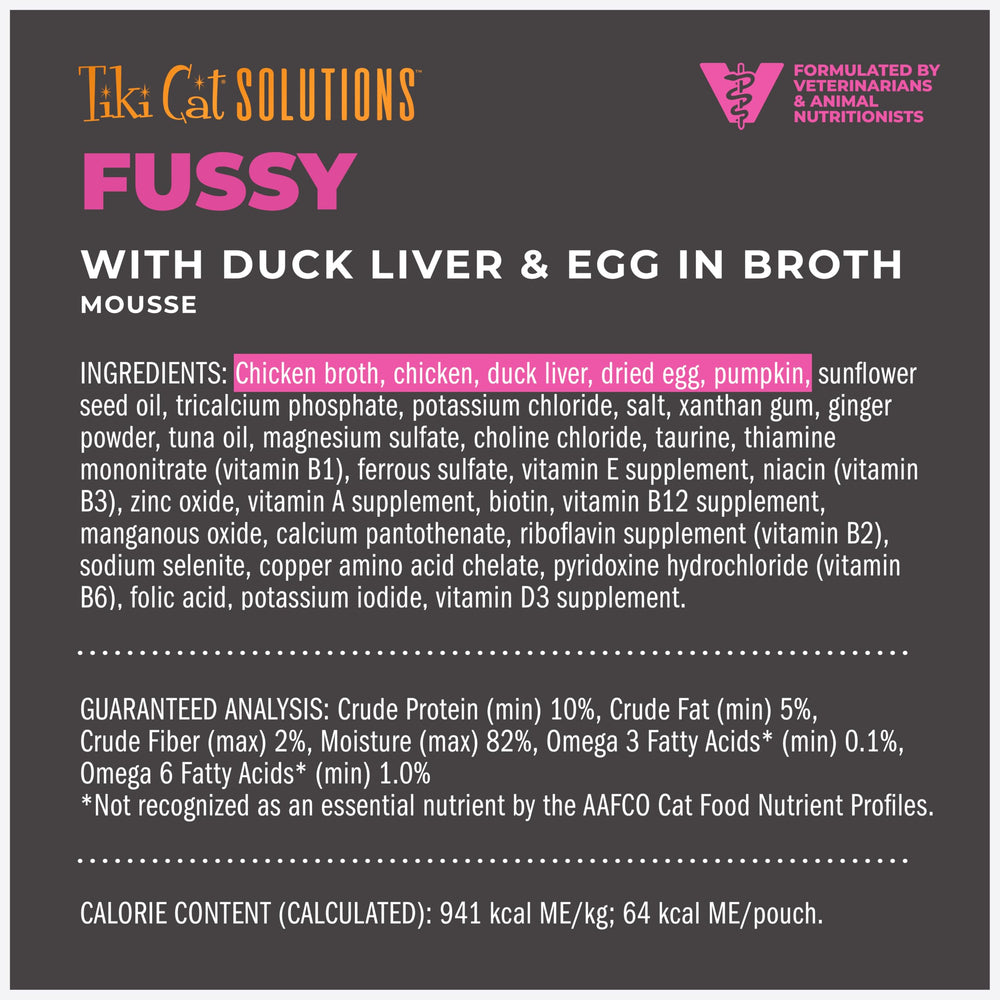Tiki Cat duck liver and egg ingredients highlighted in the mousse.