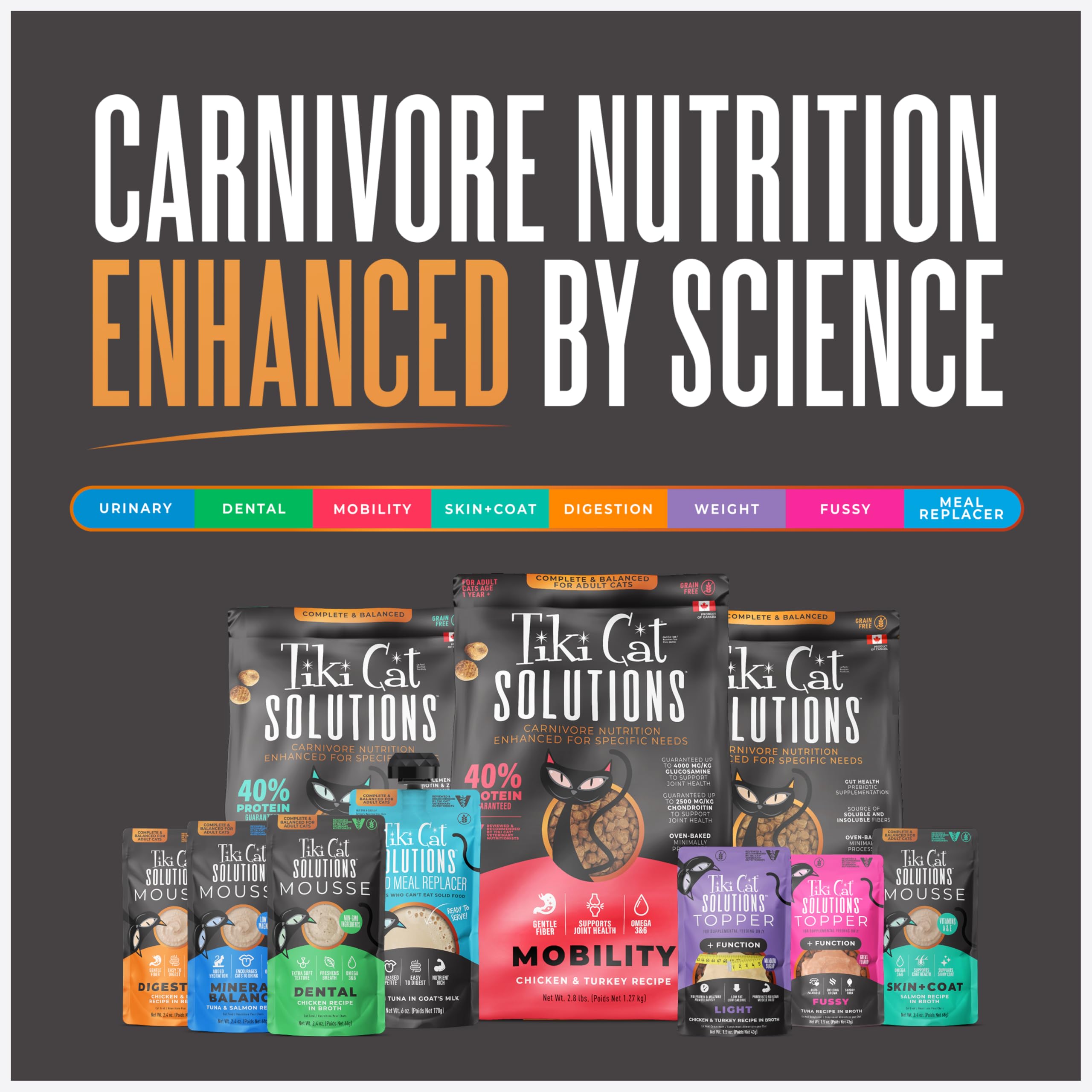 Carrageenan-free and hormone-free labeling on Tiki Cat Solutions Fussy.
