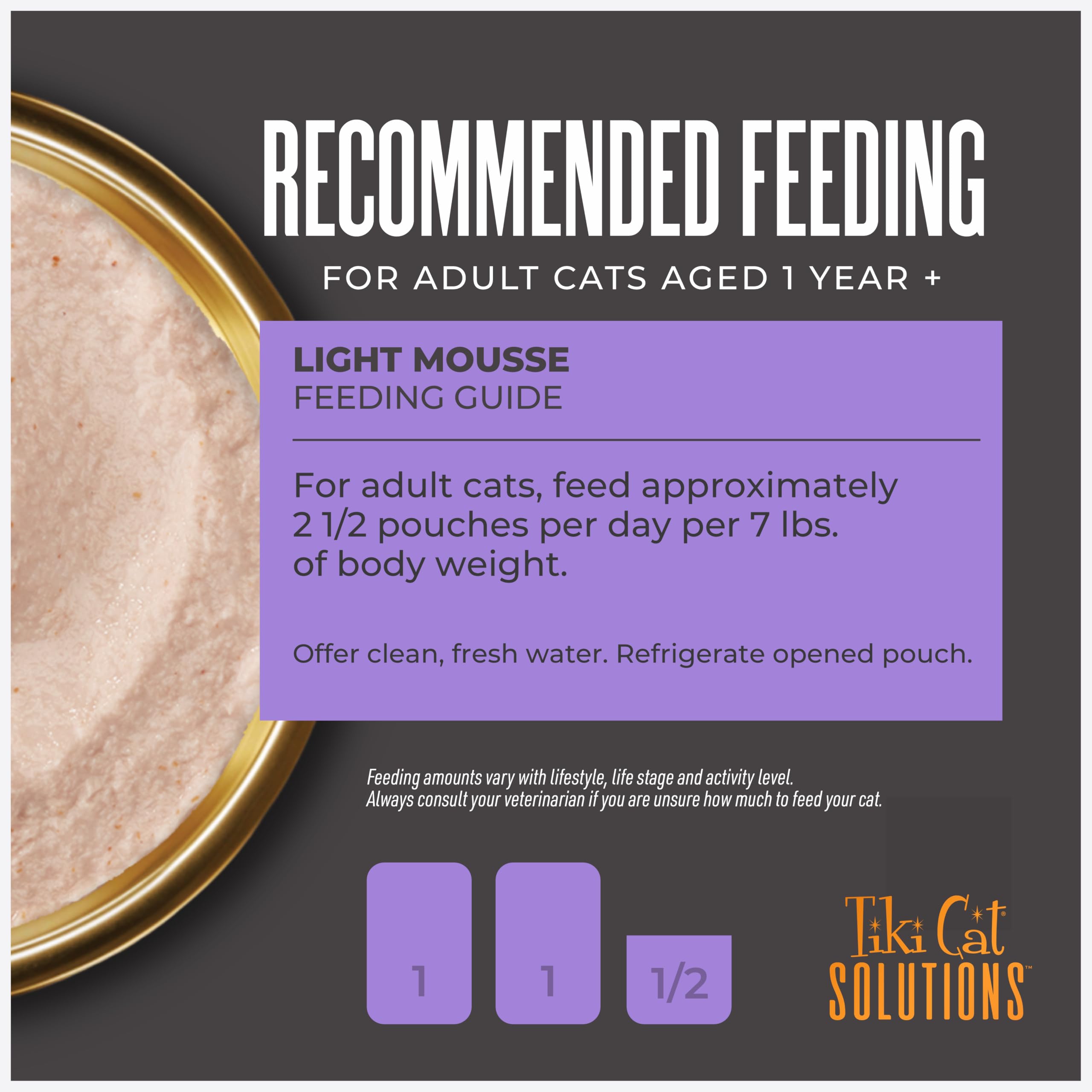 Visible chicken and pumpkin in Tiki Cat Solutions Light Mousse for a palatable option.