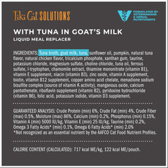 Tiki Cat Solutions liquid meal replacer with tuna — convenient feeding for cats who can't eat solid food