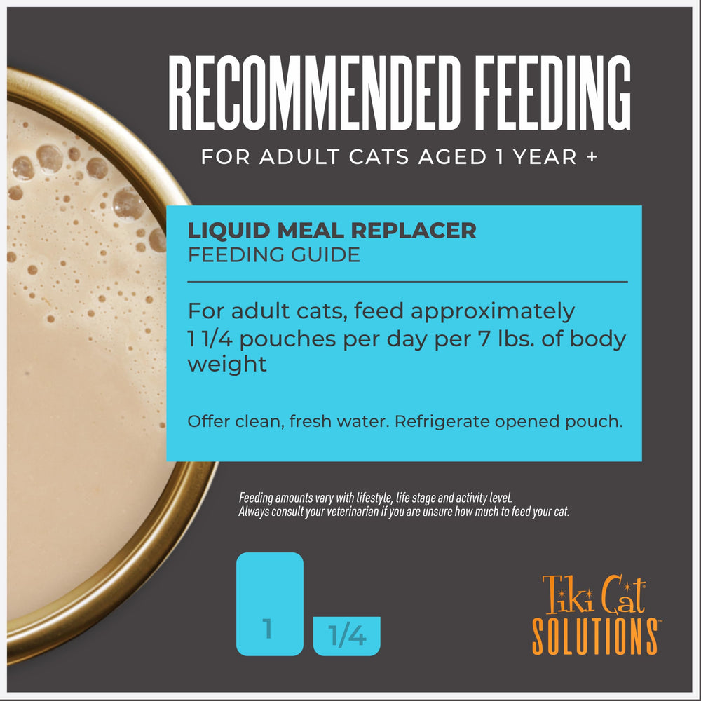 Tiki Cat Solutions liquid meal replacer — tuna in goat's milk high-calorie option