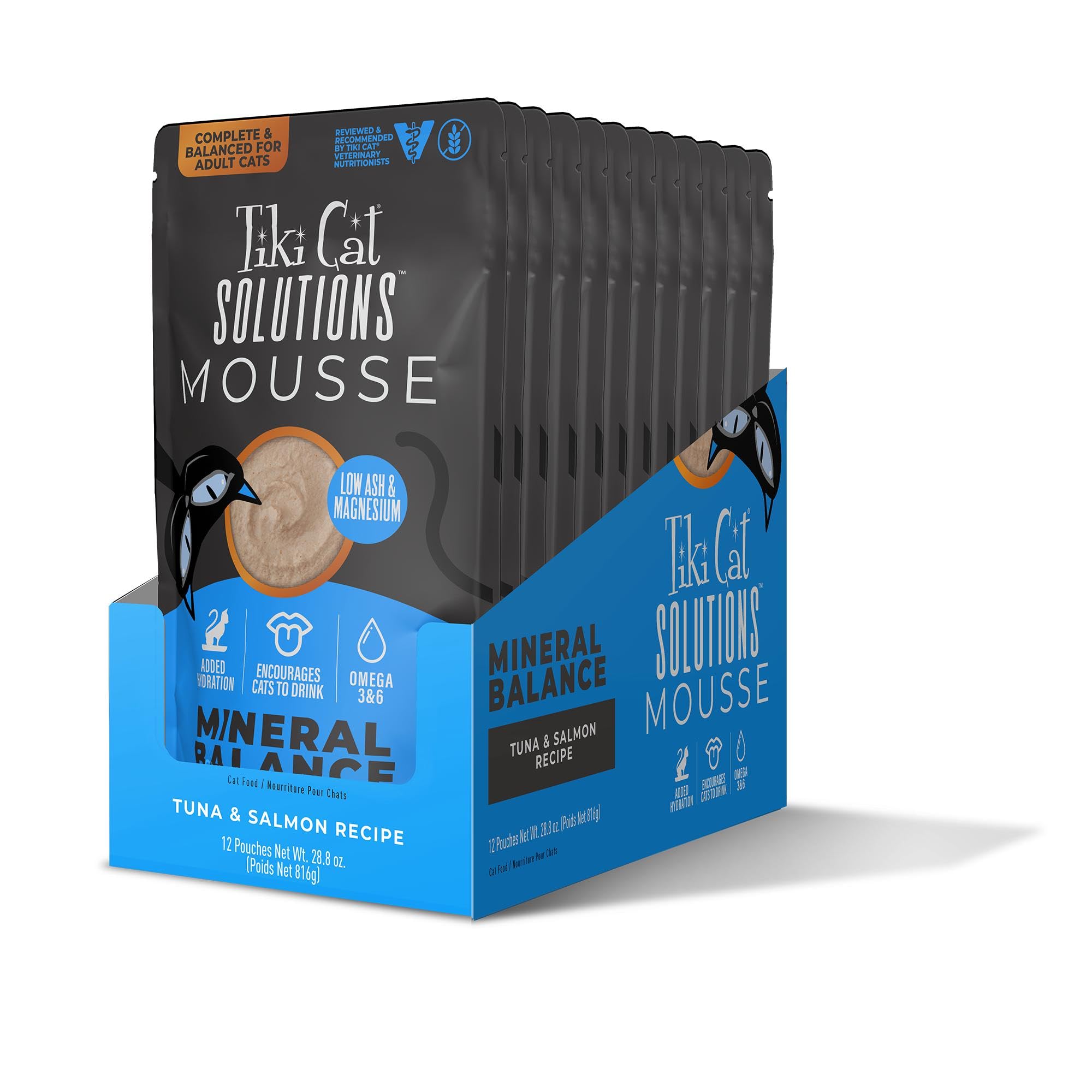 Close-up texture of Tiki Cat Solutions Mousse shows rich protein and creaminess.