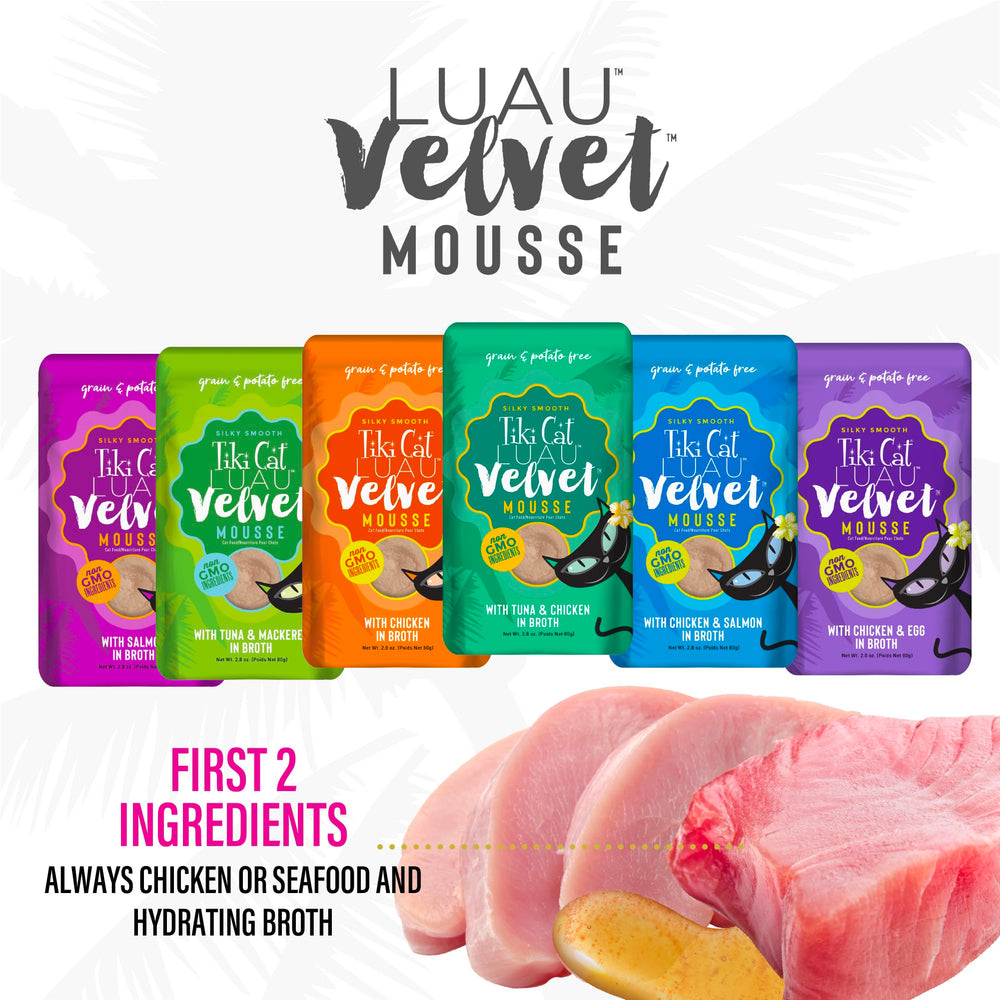 Tiki Cat Velvet Mousse fish blend with smooth texture loved by cats.