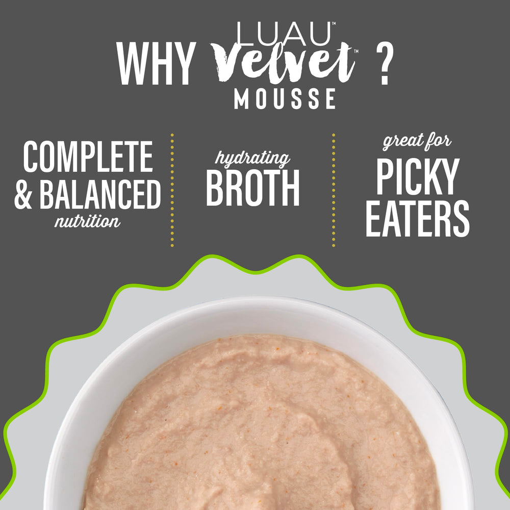 Tiki Cat Velvet Mousse grain-free nutrition using real meat for balance.