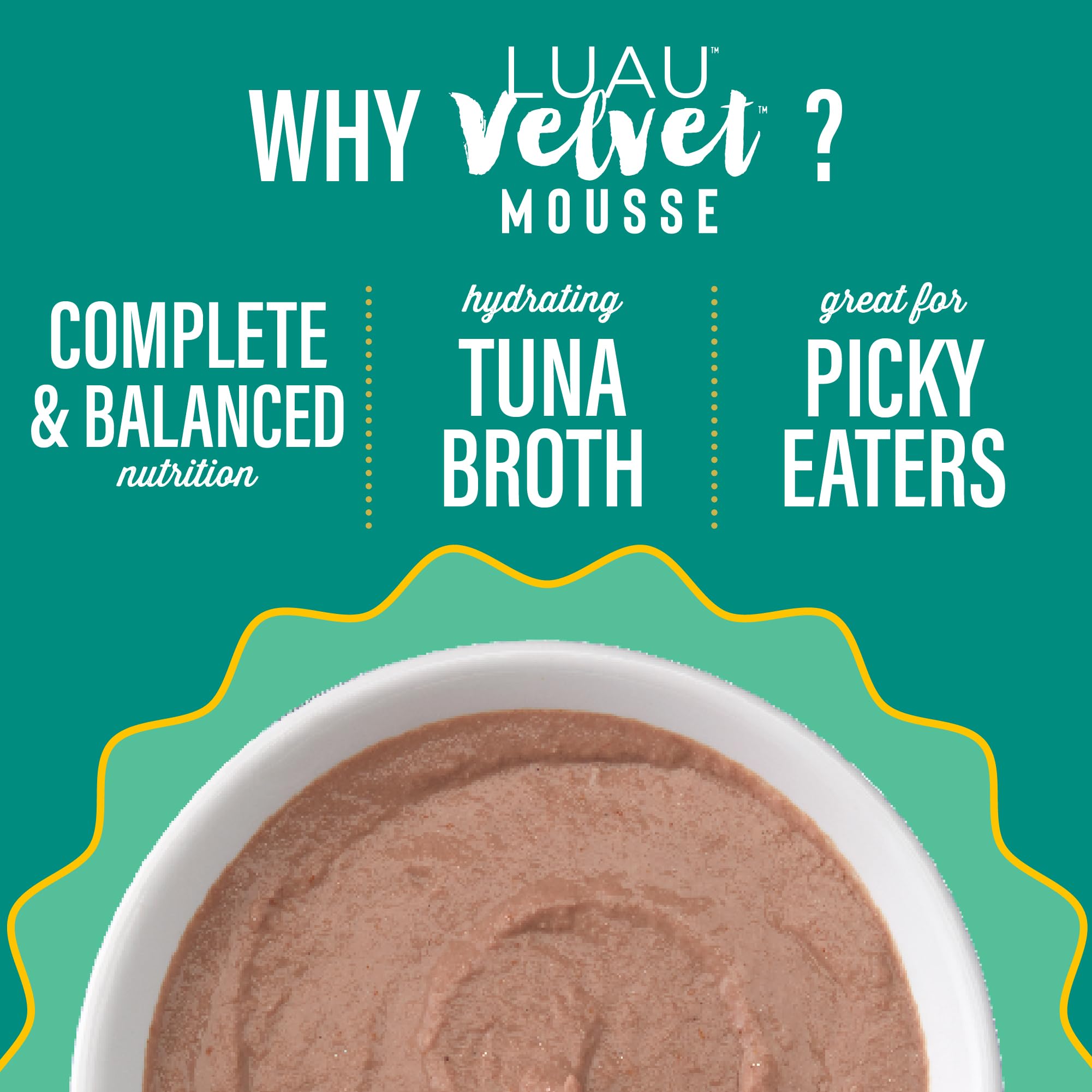 Cat enjoying Tiki Cat Velvet Mousse from a dish with high moisture.