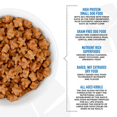 Grain-free ingredients include peas, lentils, and natural protein in Tiki Dog Born Carnivore