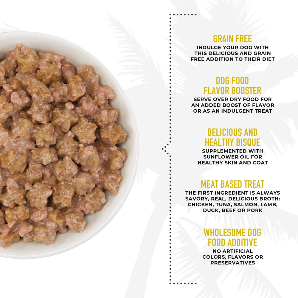 Tiki Dog Born Carnivore served over dry food for flavor boost.
