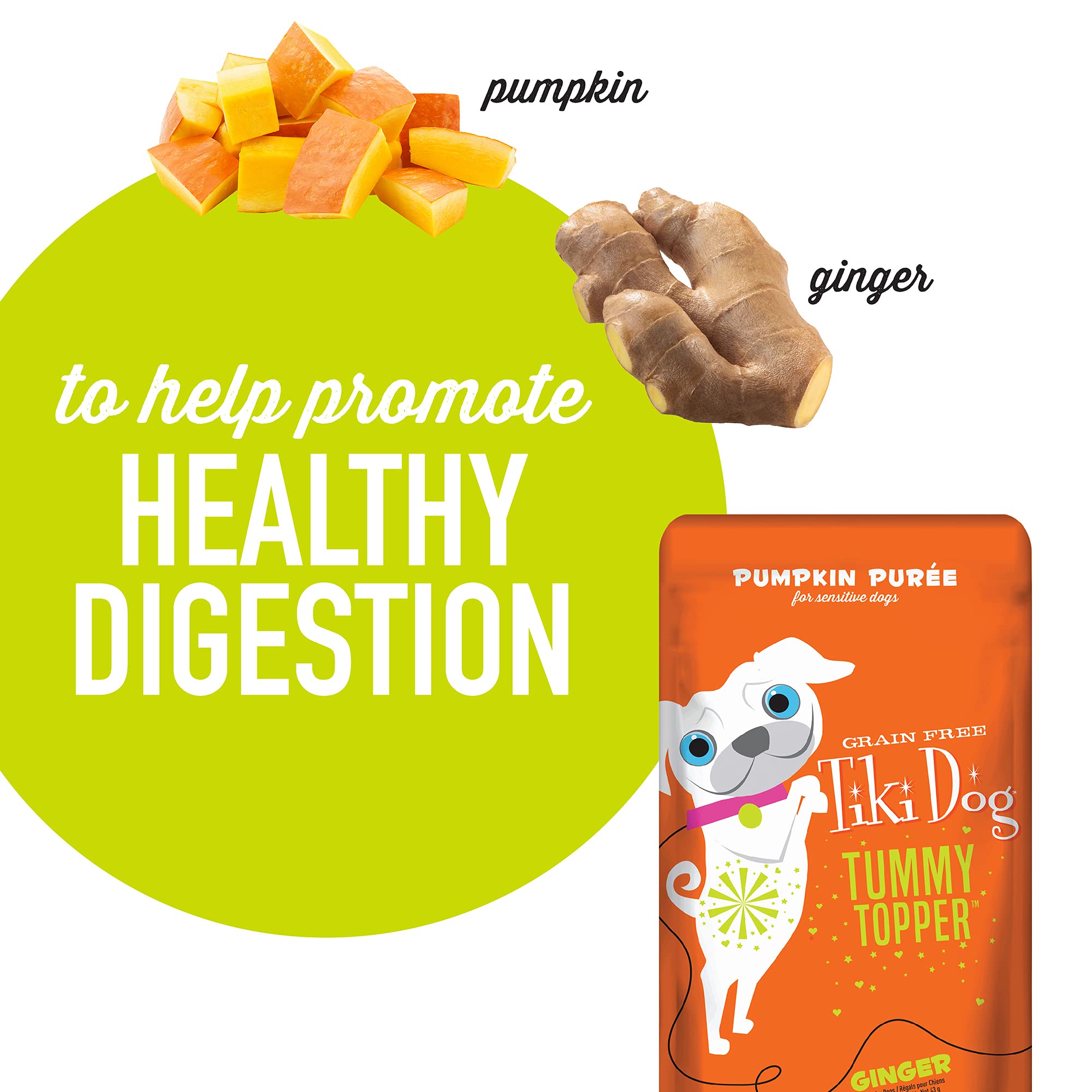 Tiki Dog single-serve pouch for easy, mess-free feeding.