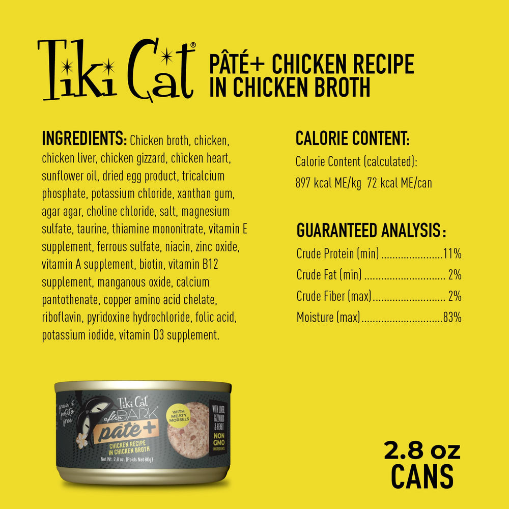 Tiki Pets After Dark Pate+ chicken mince close-up highlighting protein-rich meat
