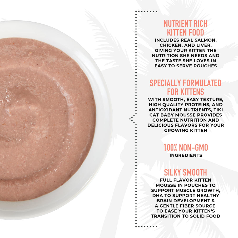 TIKI PETS Baby Mousse offers a smooth texture easy for kittens to eat.