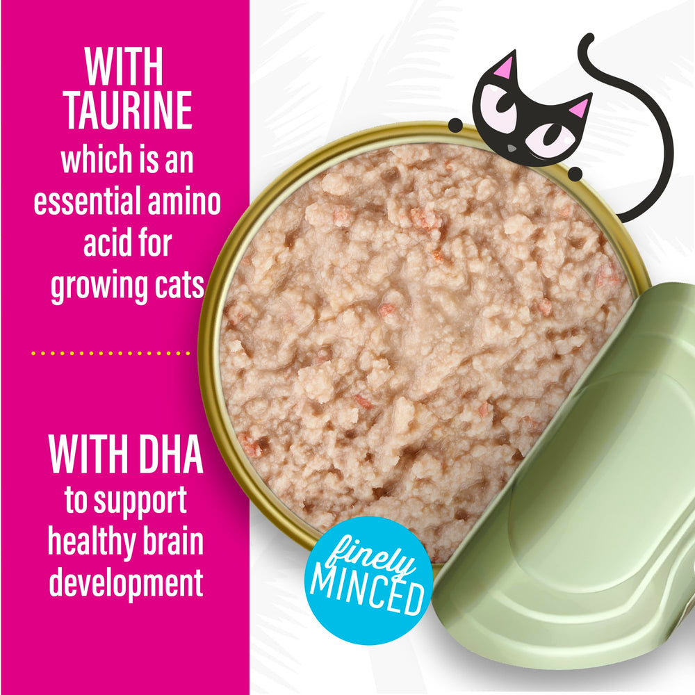 Tiki Cat Baby Pate soft-texture close-up emphasizes smooth paté ideal for new eaters.
