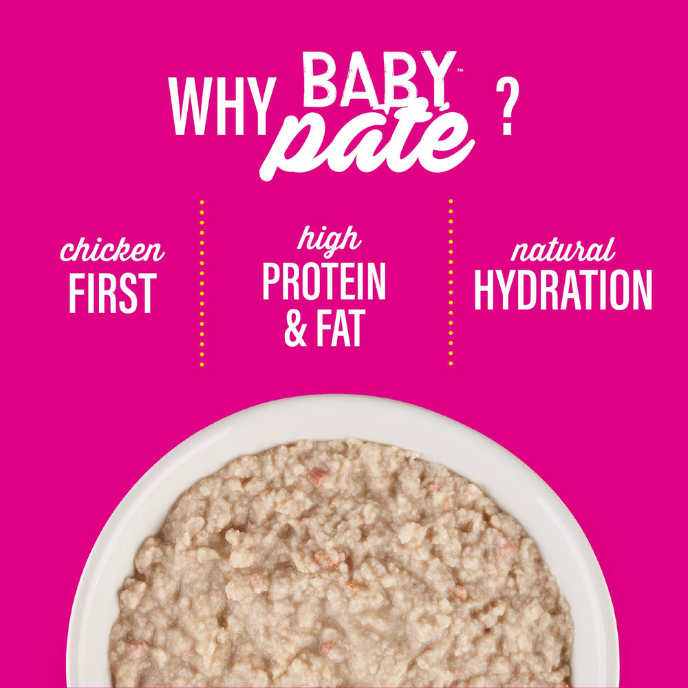 Tiki Cat Baby Pate tuna-chicken-liver can showcases omega-friendly protein options for kittens.