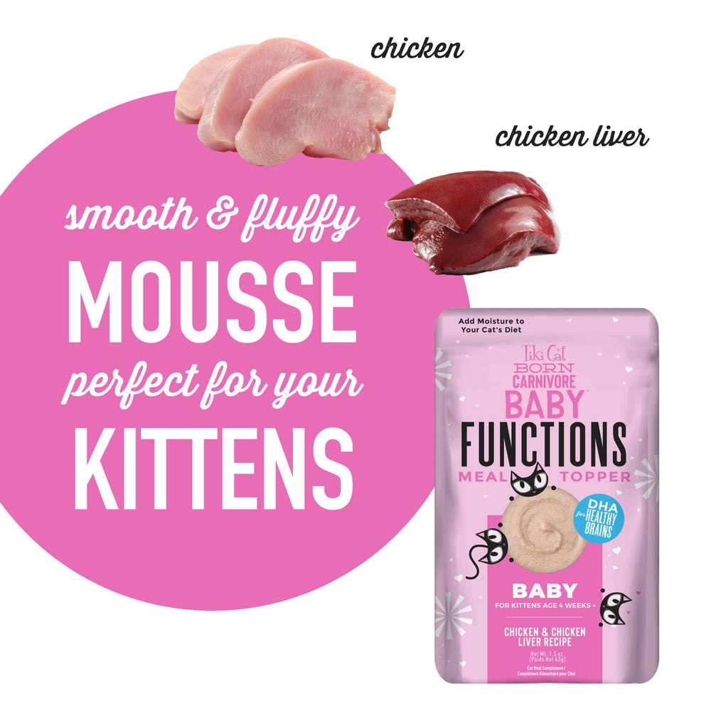 Tiki Cat Born Carnivore Baby Topper Mousse uses real chicken as the first ingredient.