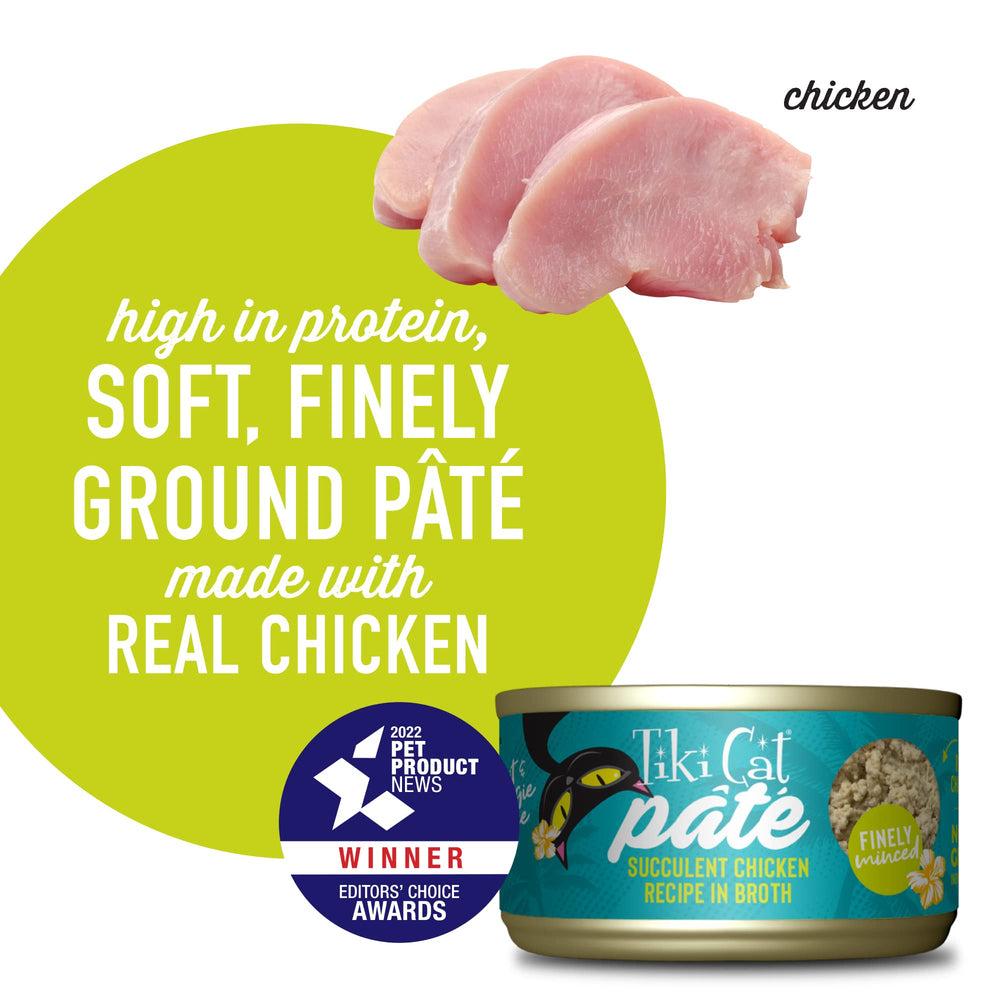 TIKI PETS Luau Pâté Chicken texture emphasizes moisture-rich bite for hydration.