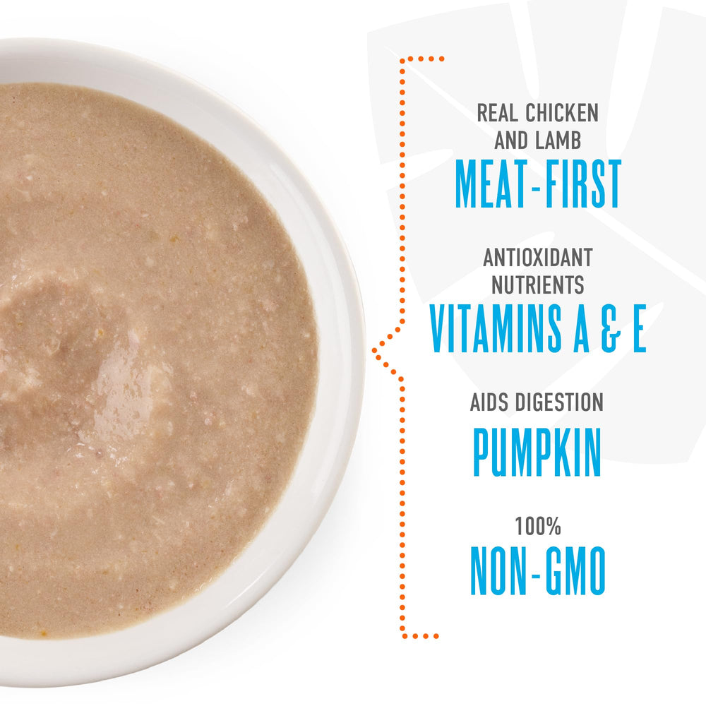 TIKI PETS Tiki Dog Seniors Mousse pumpkin-fiber supports gentle digestion and fiber intake.