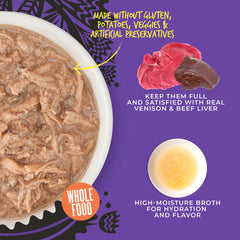 Moisture-rich shreds of Tiki Cat After Dark for a palatable meal texture.