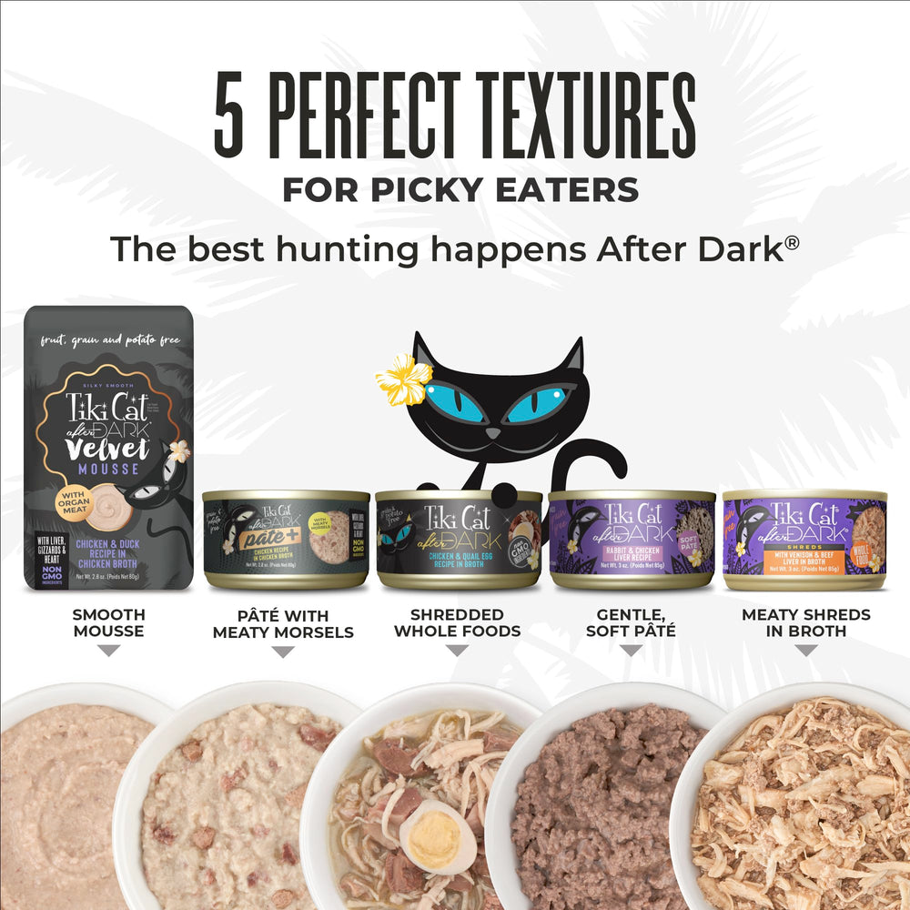 TIKI PETS Tiki Cat After Dark Pack 12-Can, convenient portions for regular feeding.