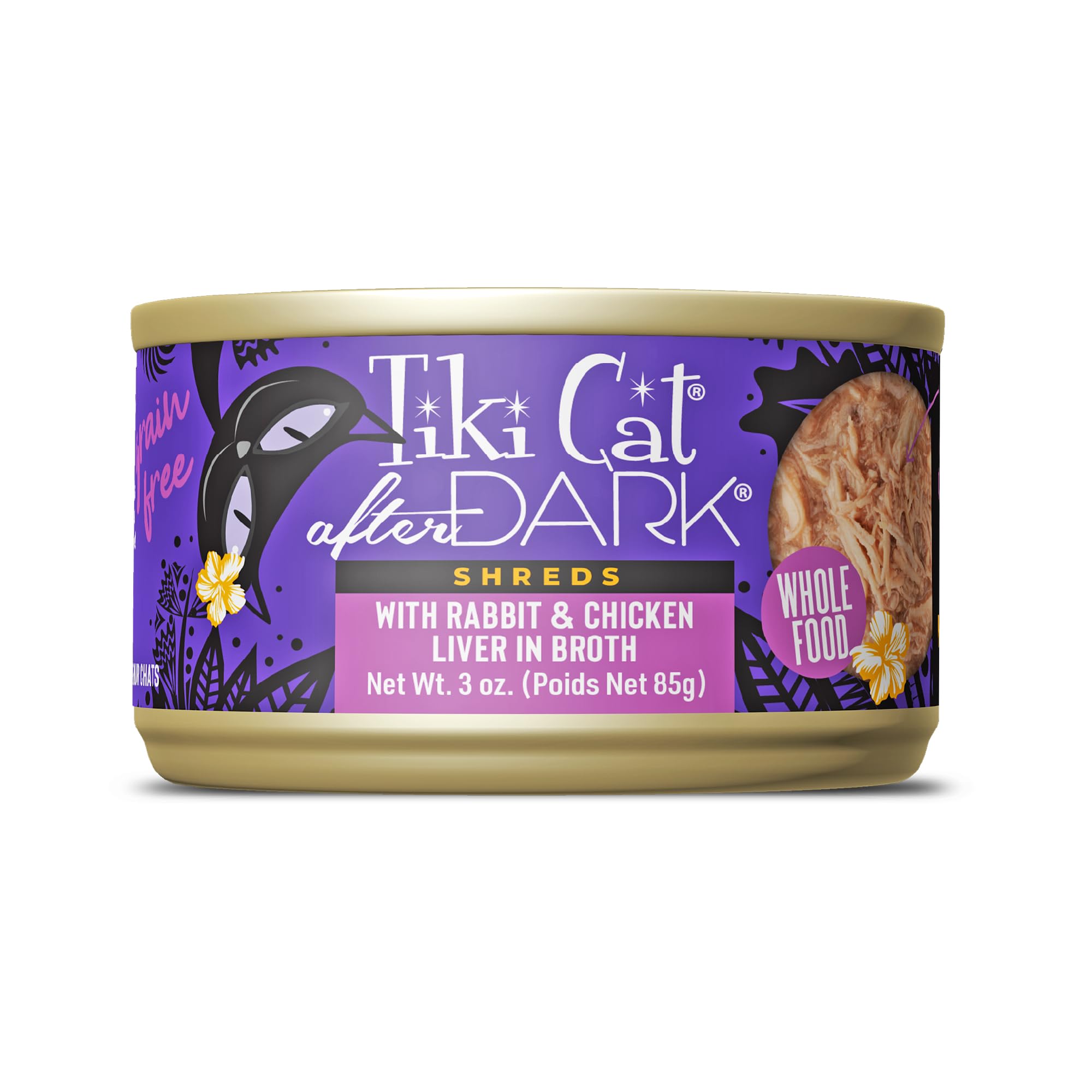 TIKI PETS Tiki Cat After Dark Rabbit Shreds, high-protein meal supports natural carnivore cravings.