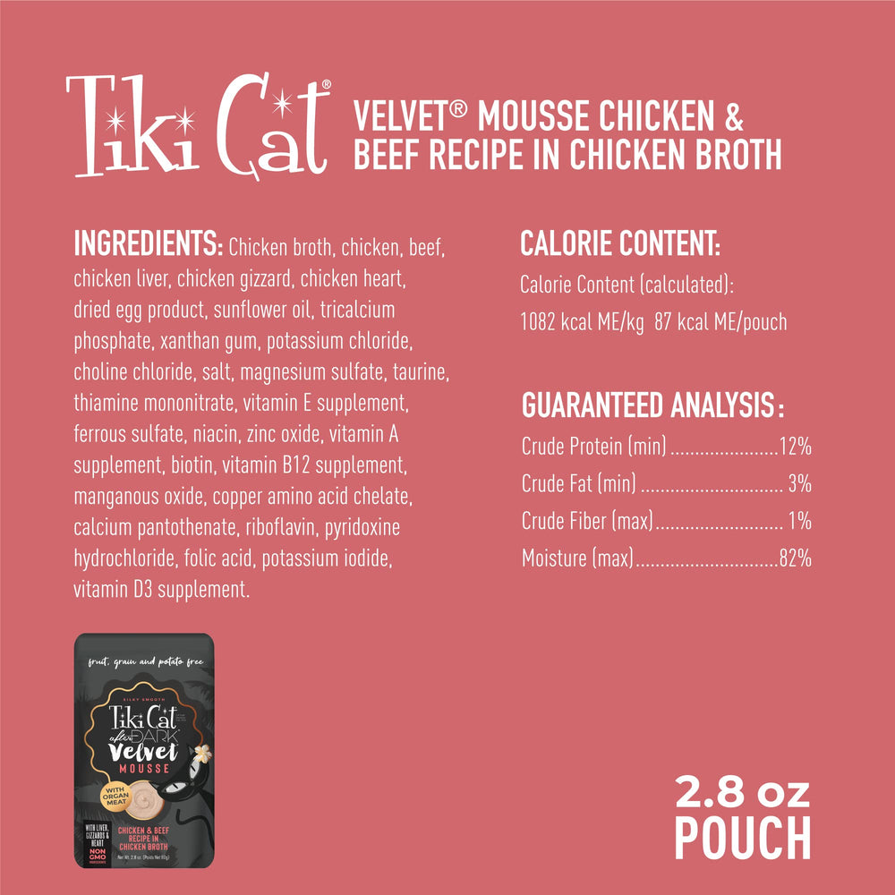 Tiki Cat After Dark Velvet Mousse close-up shows smooth, lickable texture for picky eaters