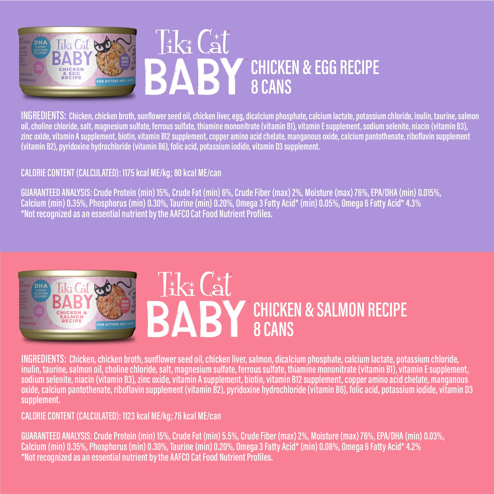 Real meat chunks from TIKI PETS Tiki Cat Baby provide varied protein textures
