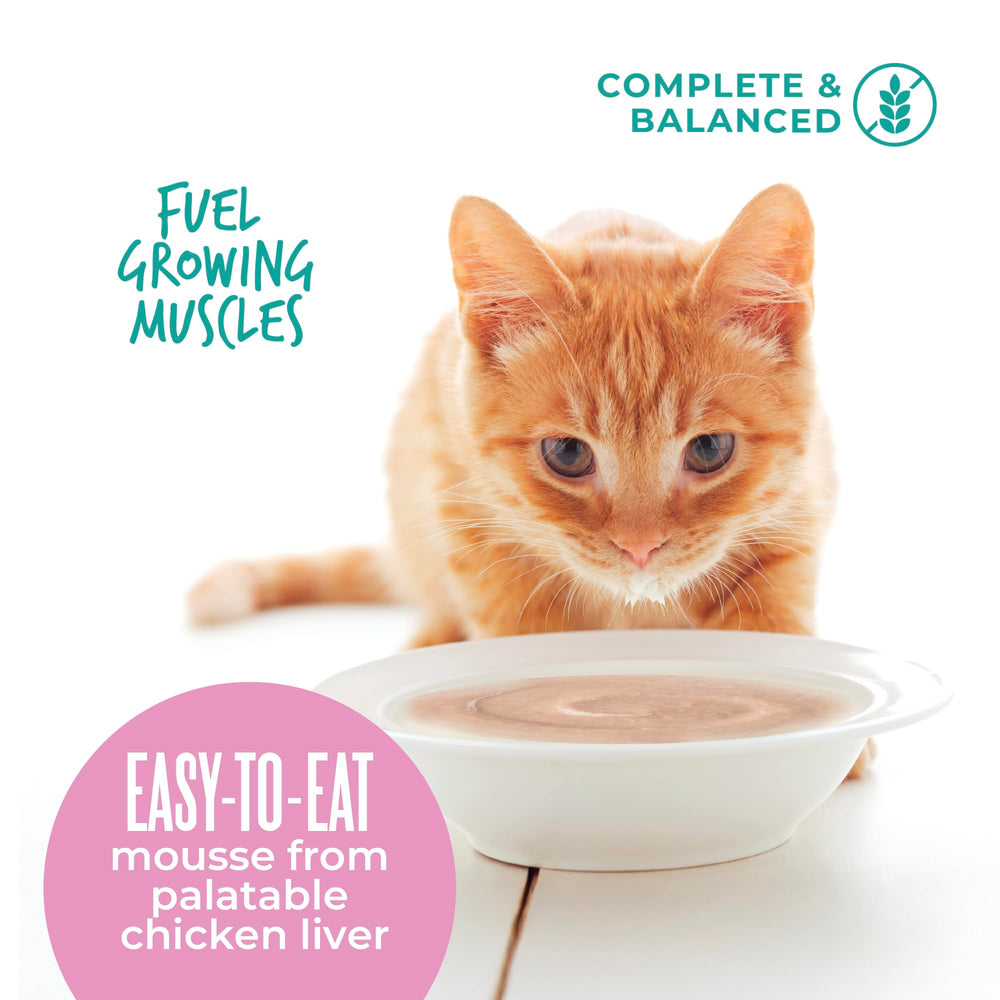DHA included in Tiki Cat Baby Mousse for healthy brain development.