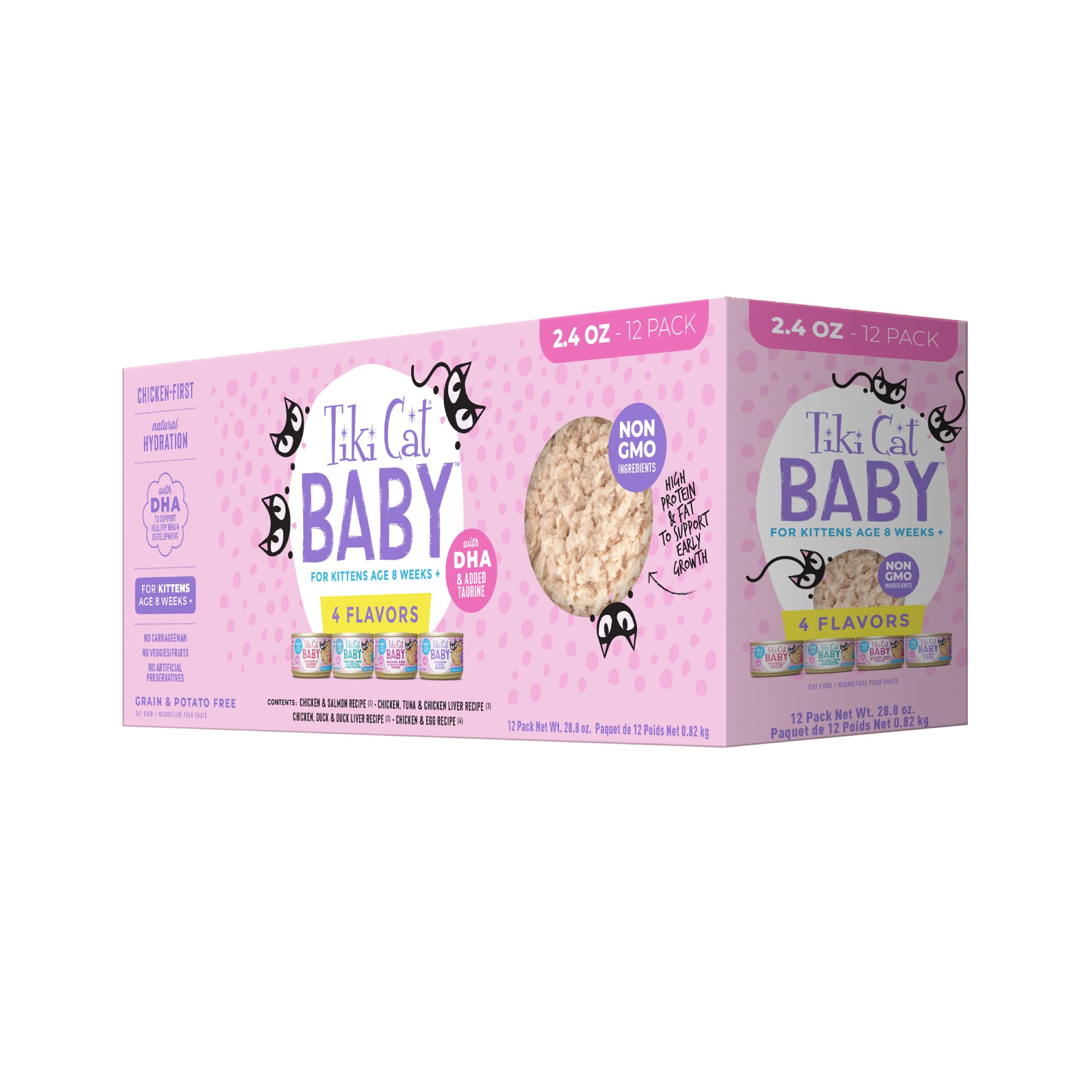 Tiki Cat Baby Variety Pack Cans keeps kittens engaged at mealtime with variety