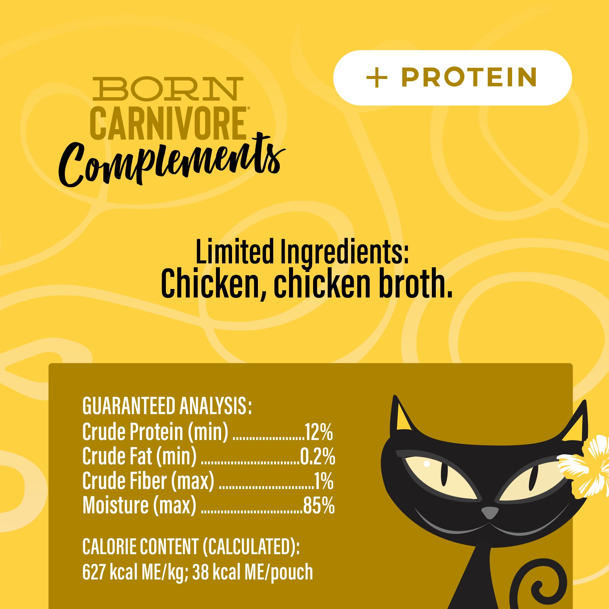 Tiki Cat Born Carnivore Complements chicken topper pour highlights protein and hydration.