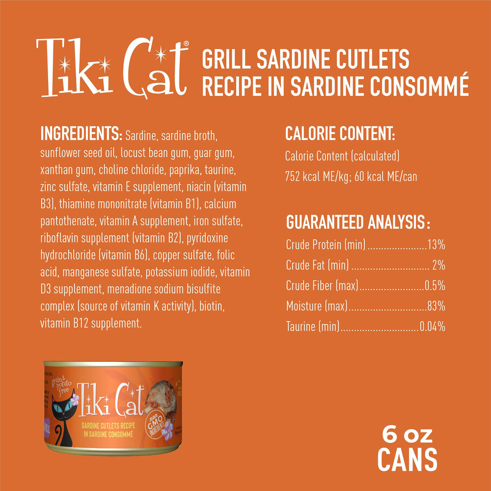 Tiki Cat Grill with delicate consommé and shellfish garnish, appealing to cats.