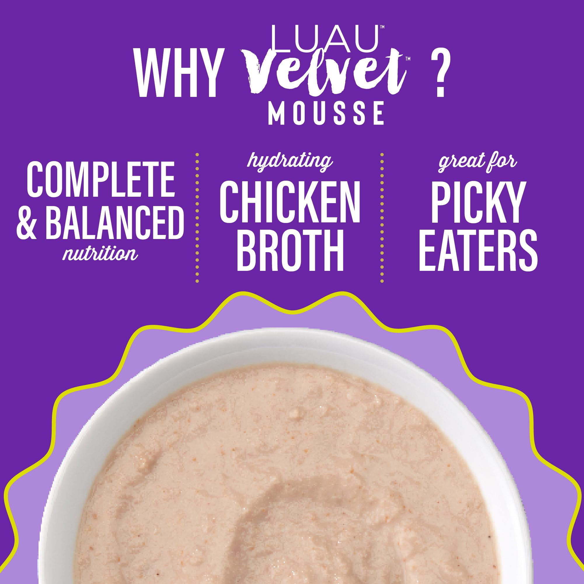 Tiki Cat Luau Velvet Mousse 2.8 oz pouch ready for serving