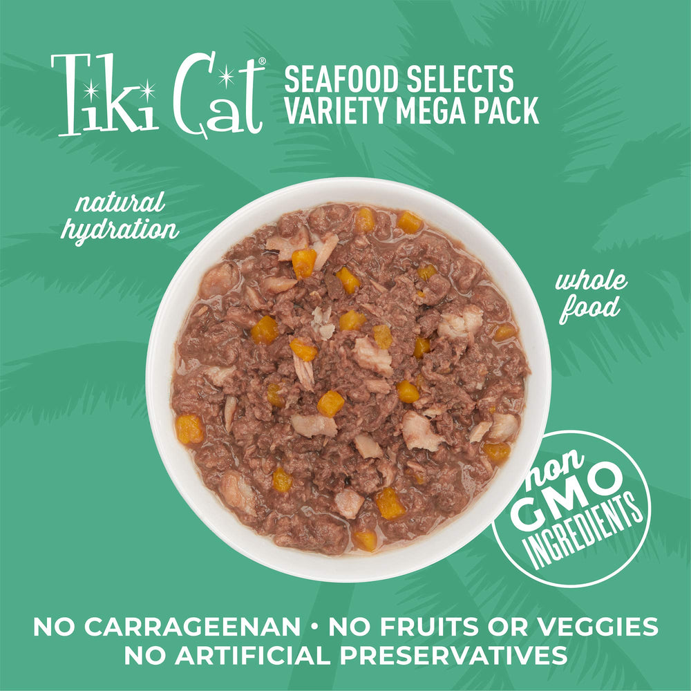 Tiki Cat Mega Pack ahi-tuna-prawns in broth offers protein-rich variety