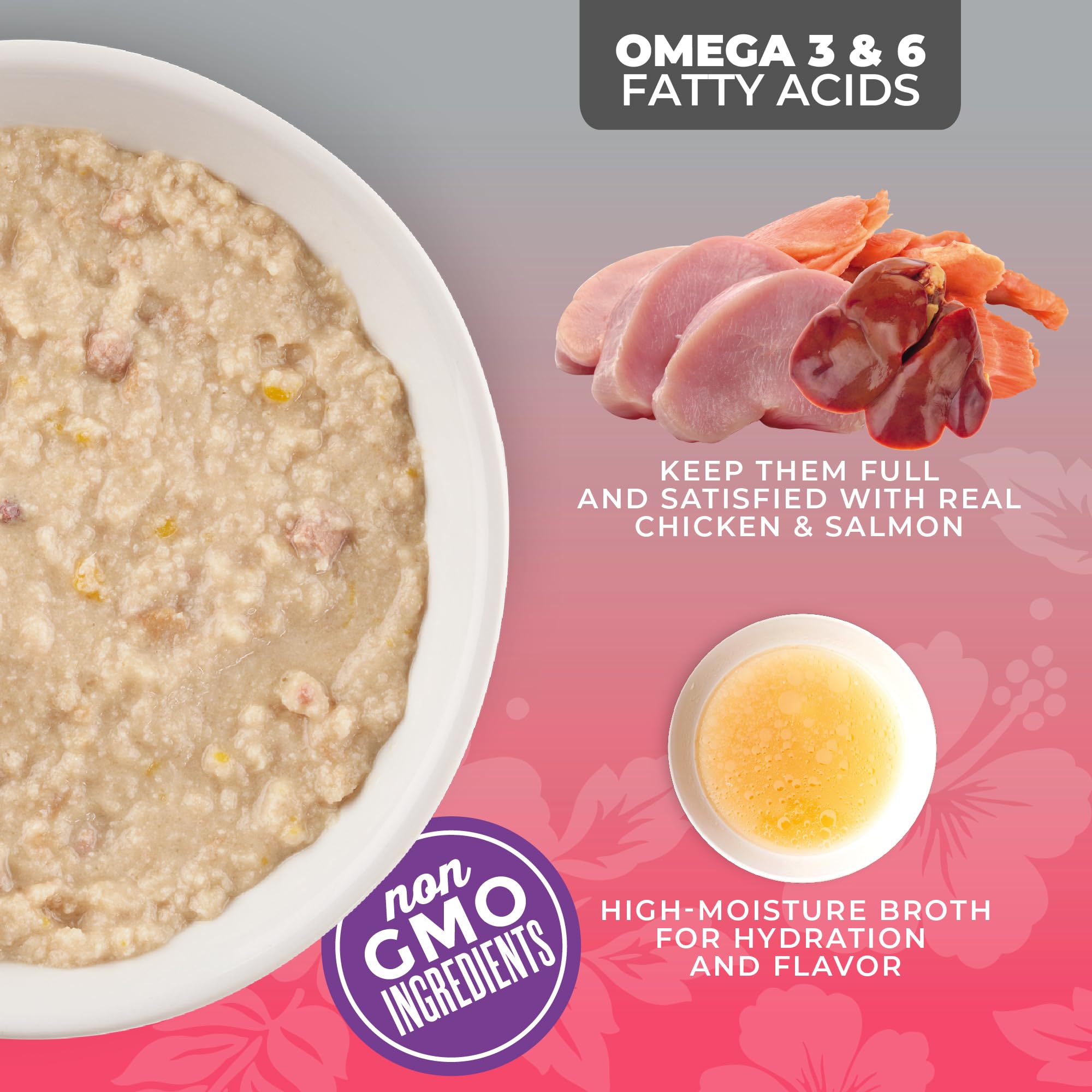 Can label emphasizes high-protein chicken and salmon ingredients
