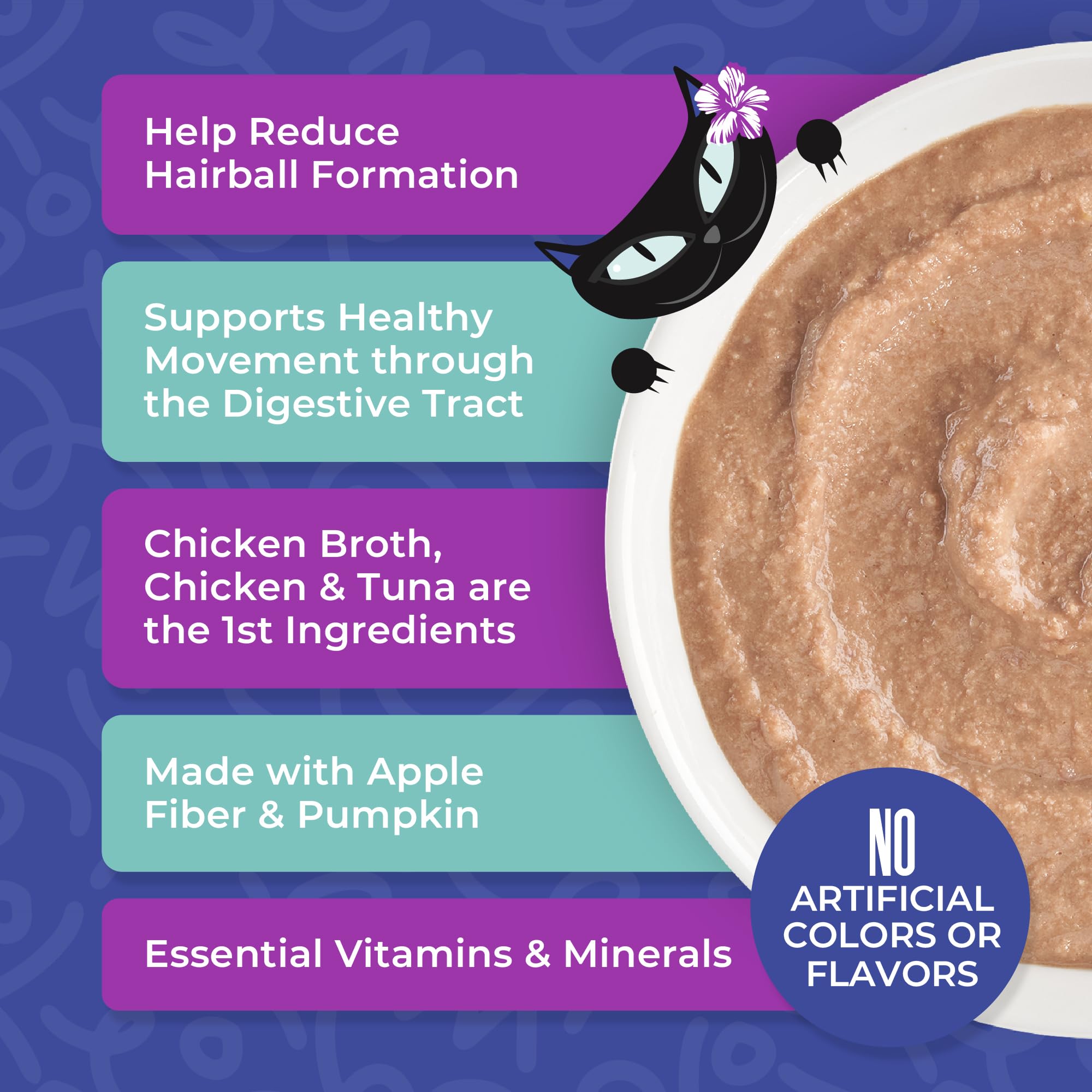 Packaging image displays non-GMO ingredients and balanced nutrition