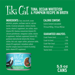 Open can of Tiki Cat Aloha Friends tuna and ocean whitefish