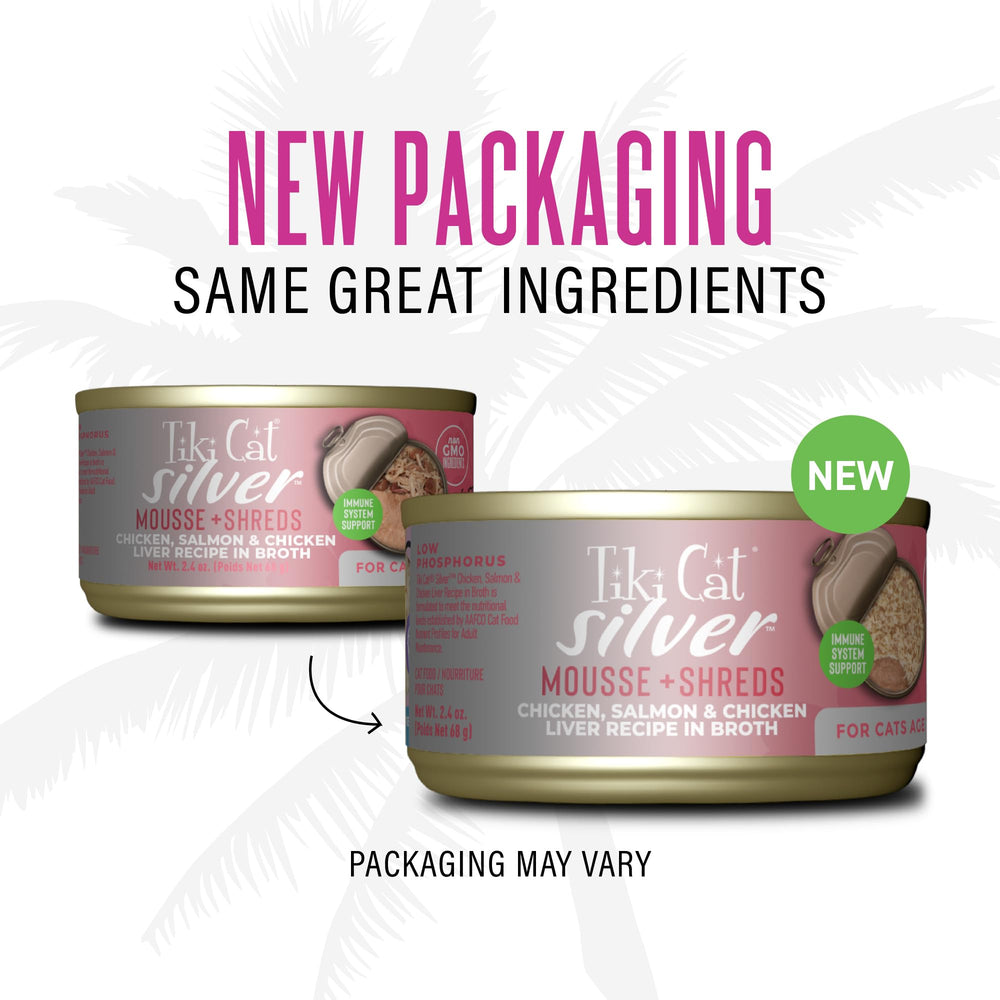 Tiki Cat Silver senior cat mousse texture entices aging appetites