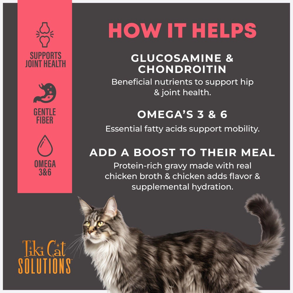 Tiki Cat Solutions Mobility omega-3-6 emphasis on skin and coat benefits