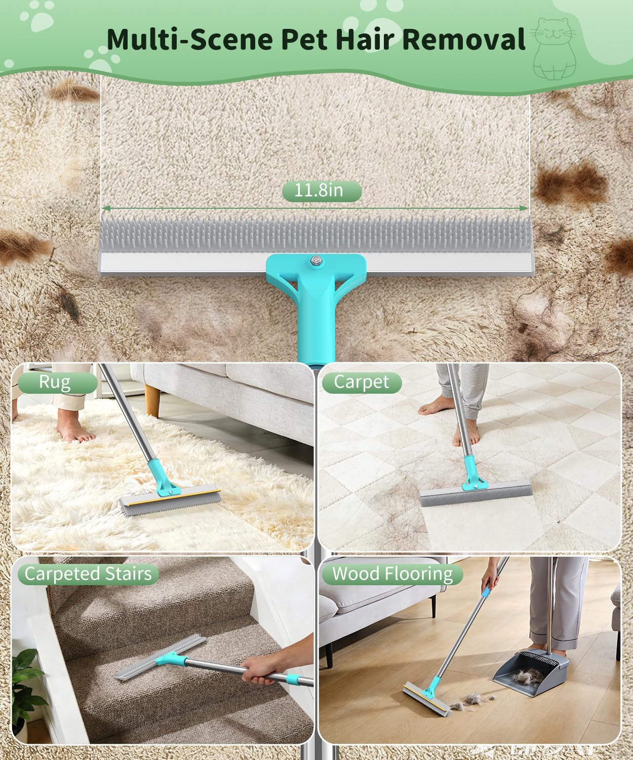 TIKIWIK silicone brush head lifts hair from textiles without damaging fabrics.