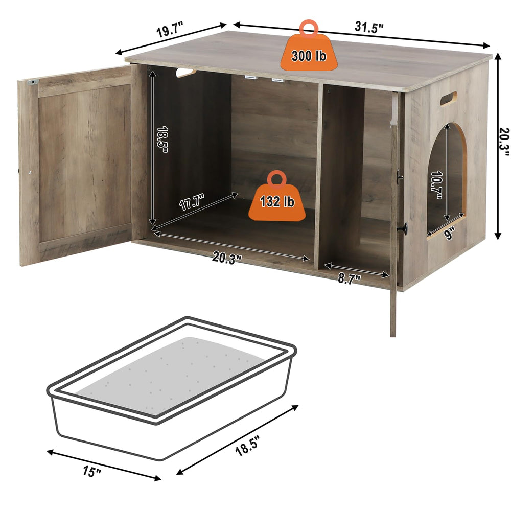 Timberer cat litter enclosure double door access eases daily cleaning