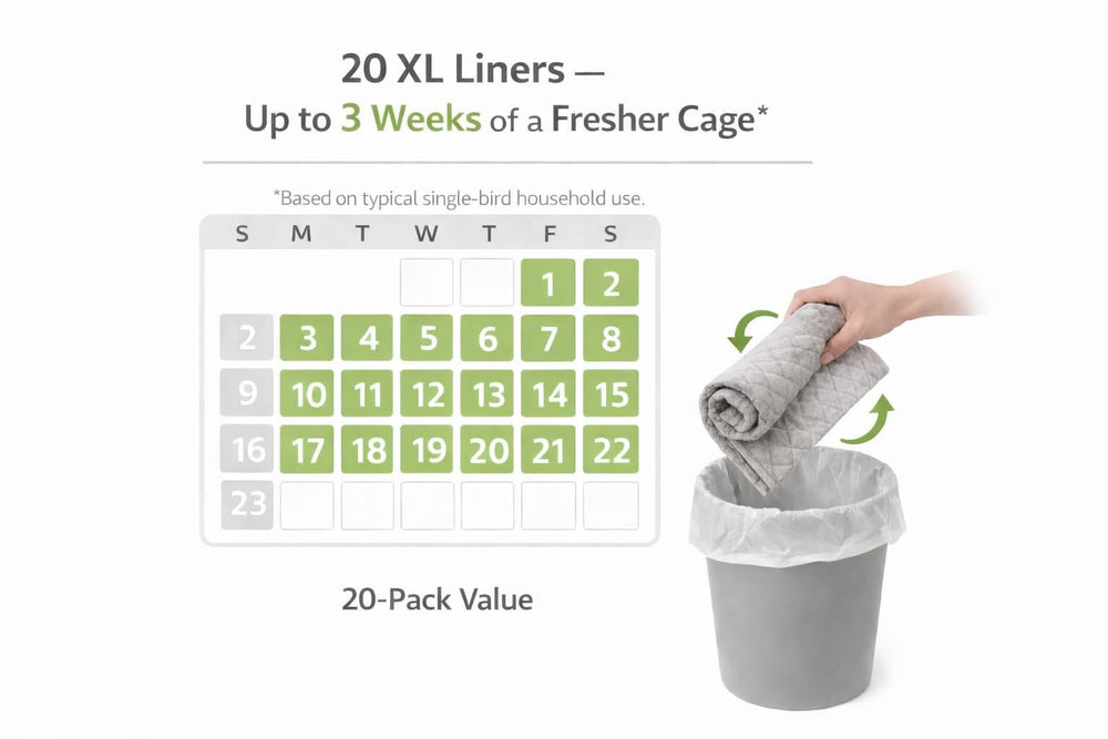 Easy replacement sheets help keep the cage tidy between cleanups.