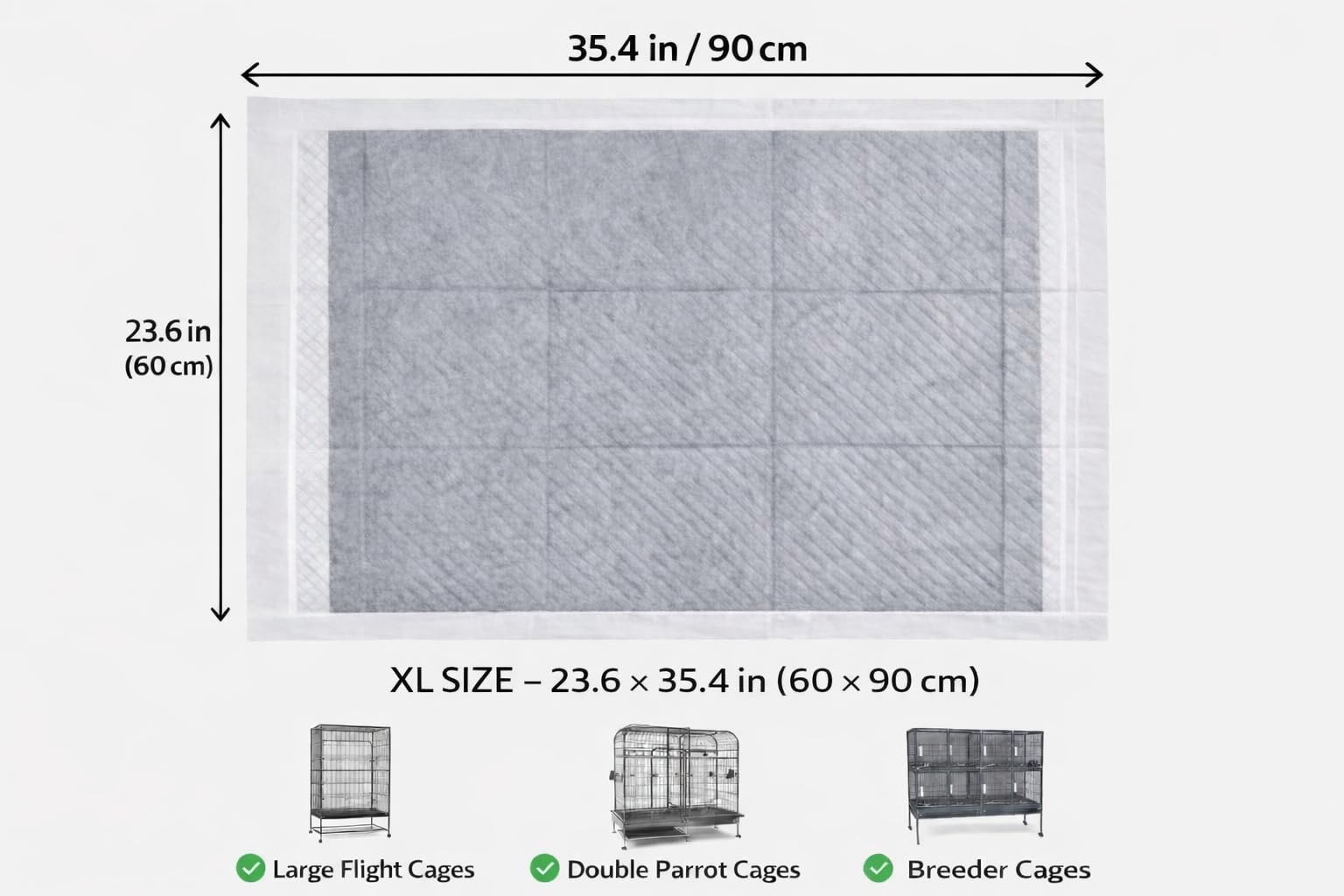 TIMEONIA XL measures 23.6 by 35.4 inches for large parrot cages.