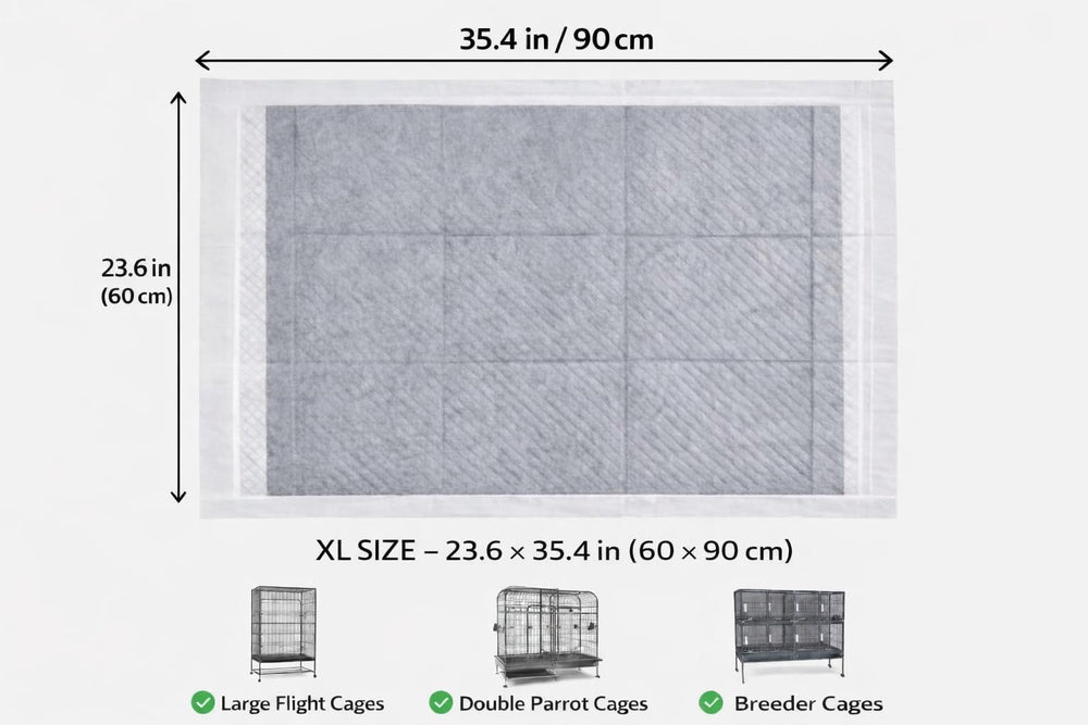 TIMEONIA XL measures 23.6 by 35.4 inches for large parrot cages.