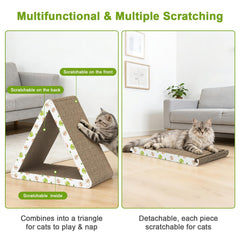 TIMHAKA triangle cat scratcher made from high-density cardboard to reduce mess.